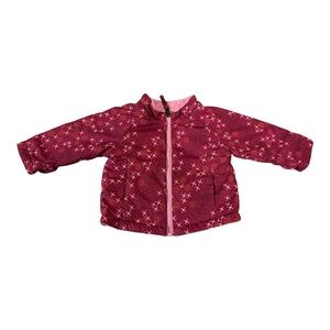 Baby Girl Pink Floral Patterned Reversible Full Zip Jacket, Size 12M